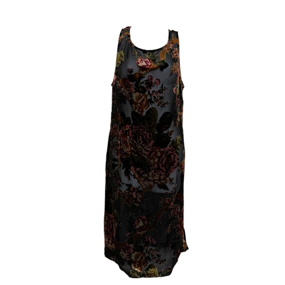 Sheer Floral Mini Sheer Boho Dress Made in US Sz L - Picture 5 of 10